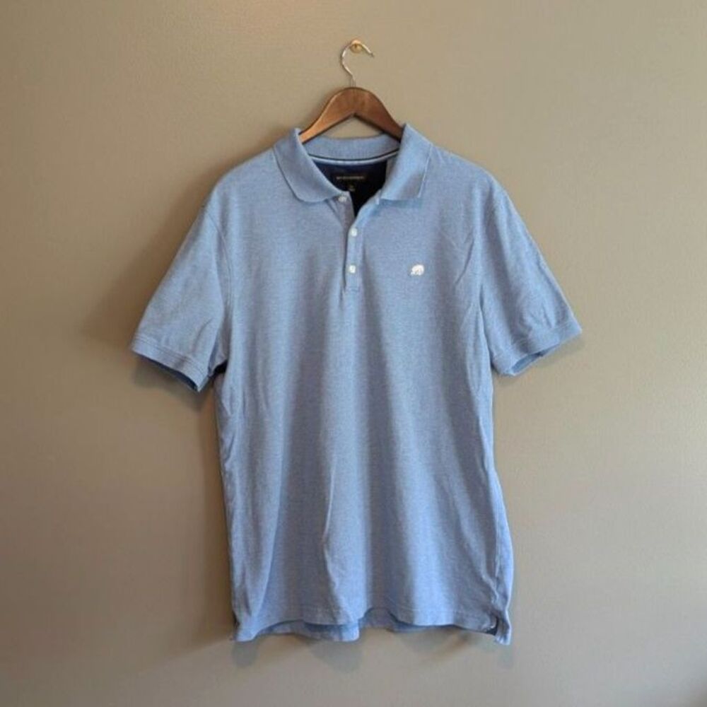 Banana Republic Mens XL Polo Shirt Light Blue Pique Stretch Short Sleeve Polo